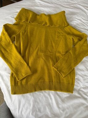 Anthropologie Mustard Off the shoulder Sweater